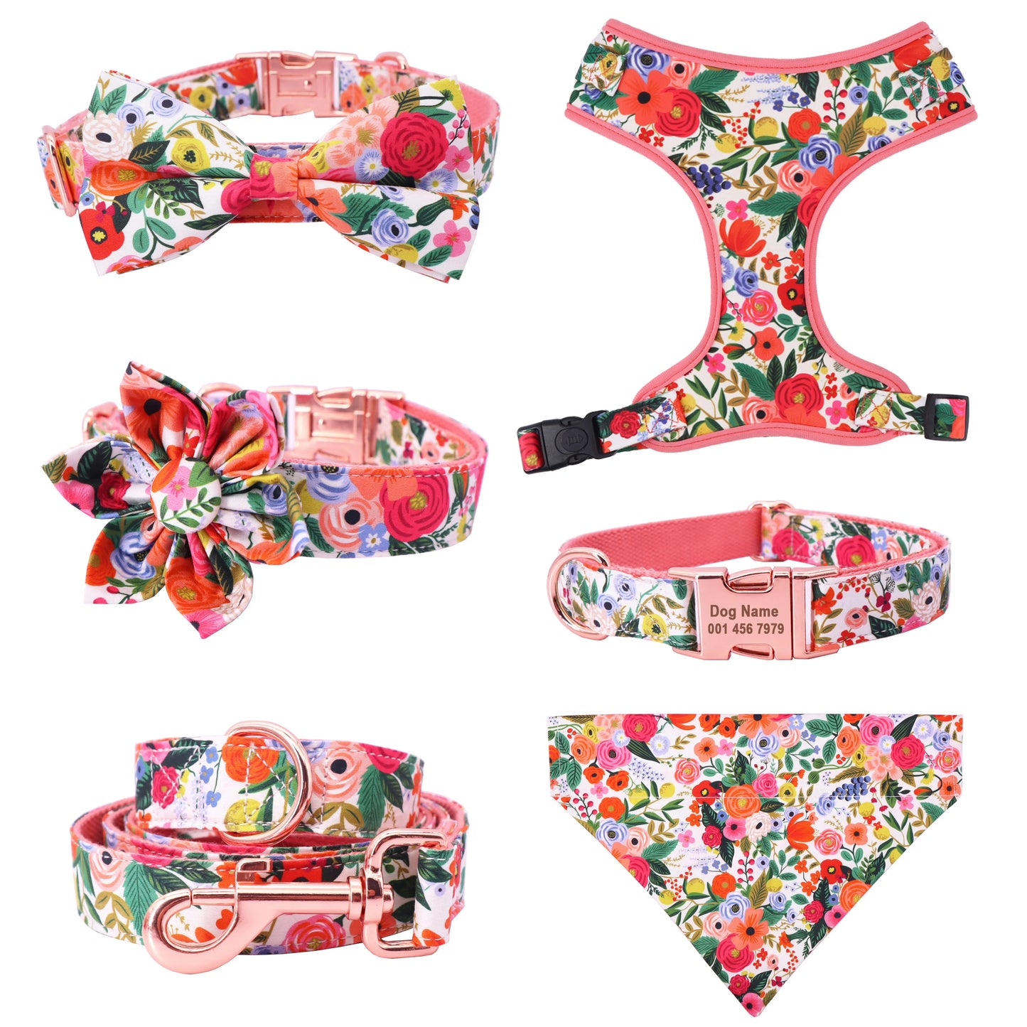 Classical Floral Pet Harness Set