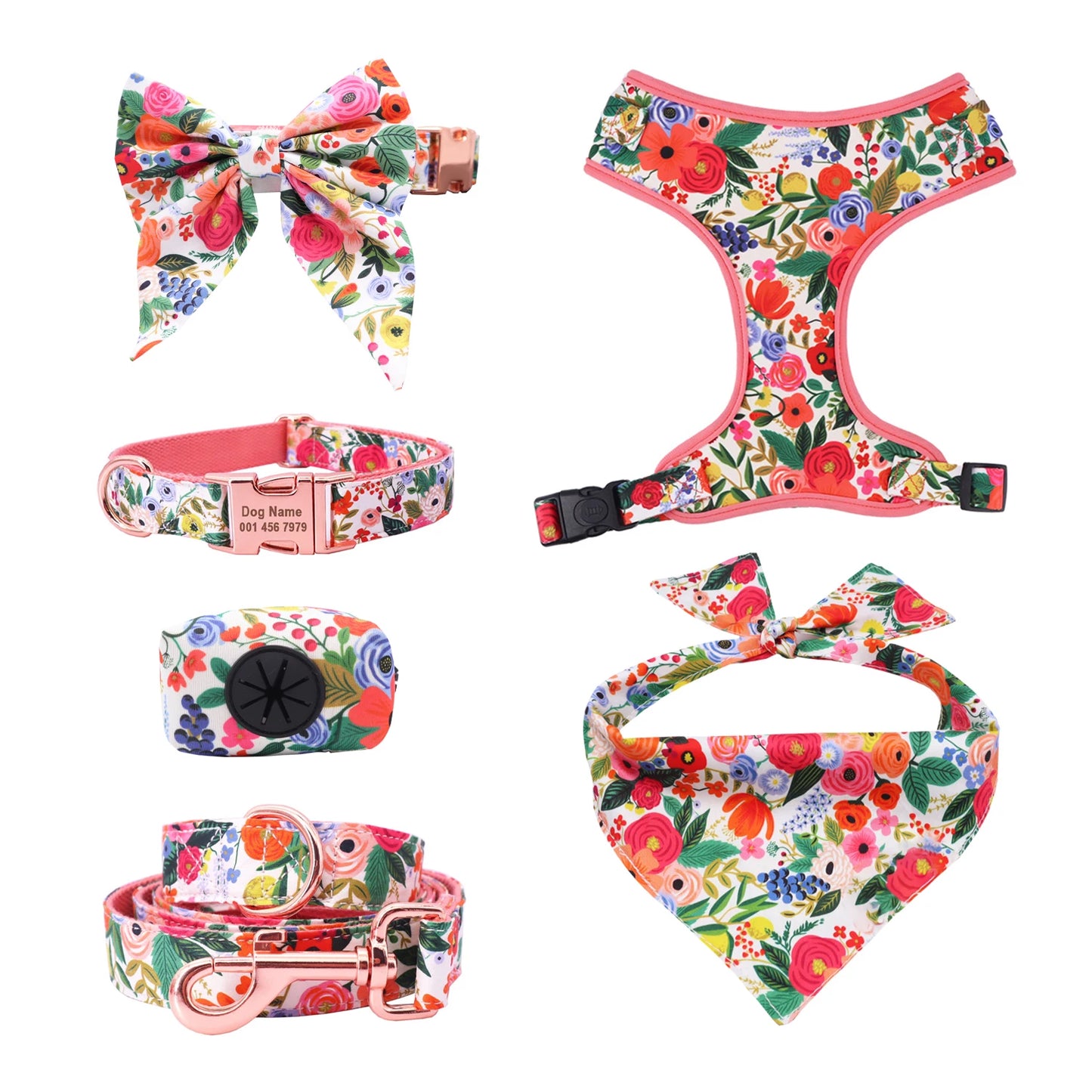 Classical Floral Pet Harness Set