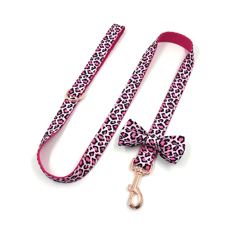 Pink Leopard Pet Personalized Harness Set