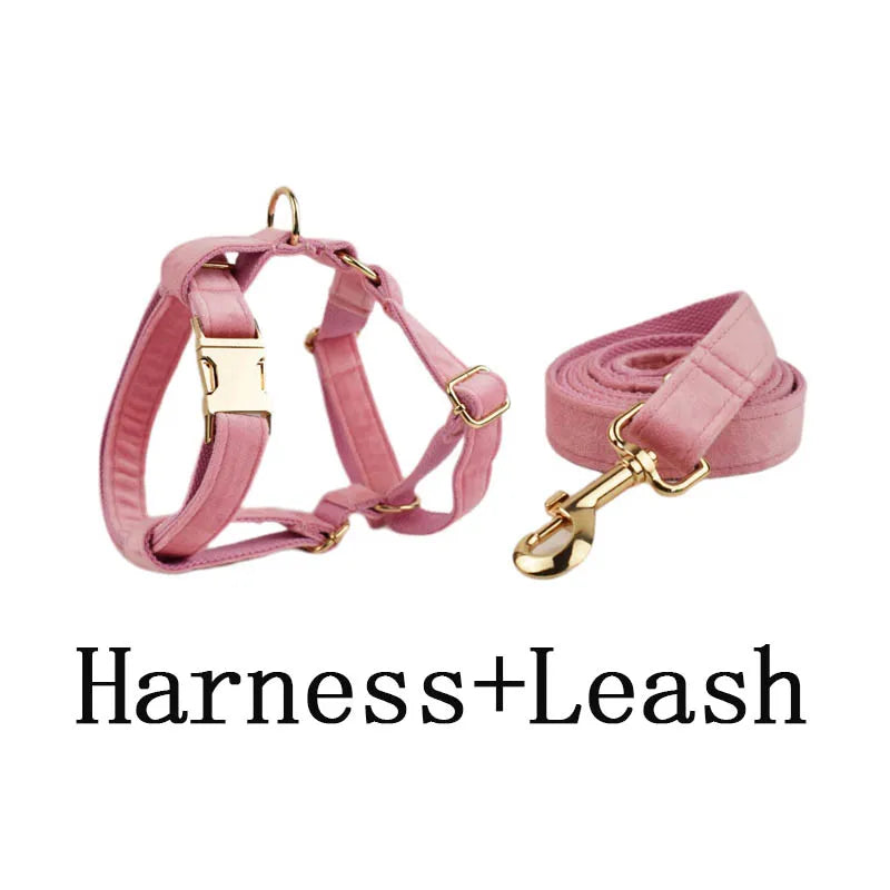 Pink Velvet Harness Set