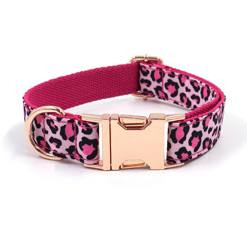 Pink Leopard Pet Personalized Harness Set