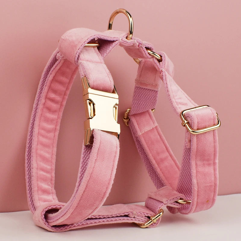 Pink Velvet Harness Set