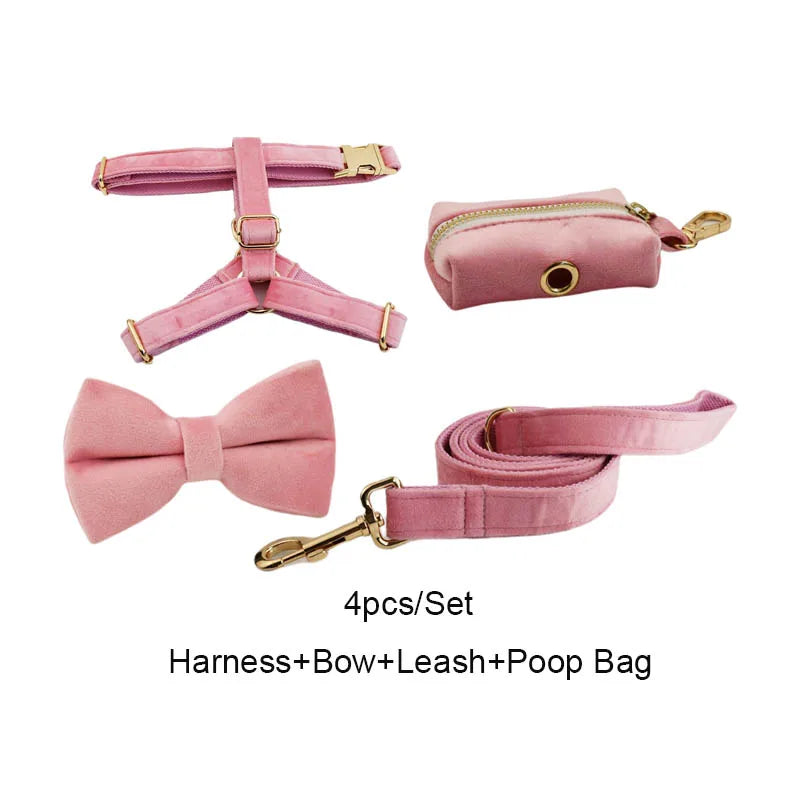 Pink Velvet Harness Set